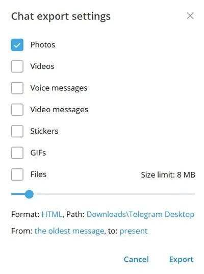 如何导出Telegram聊天记录？